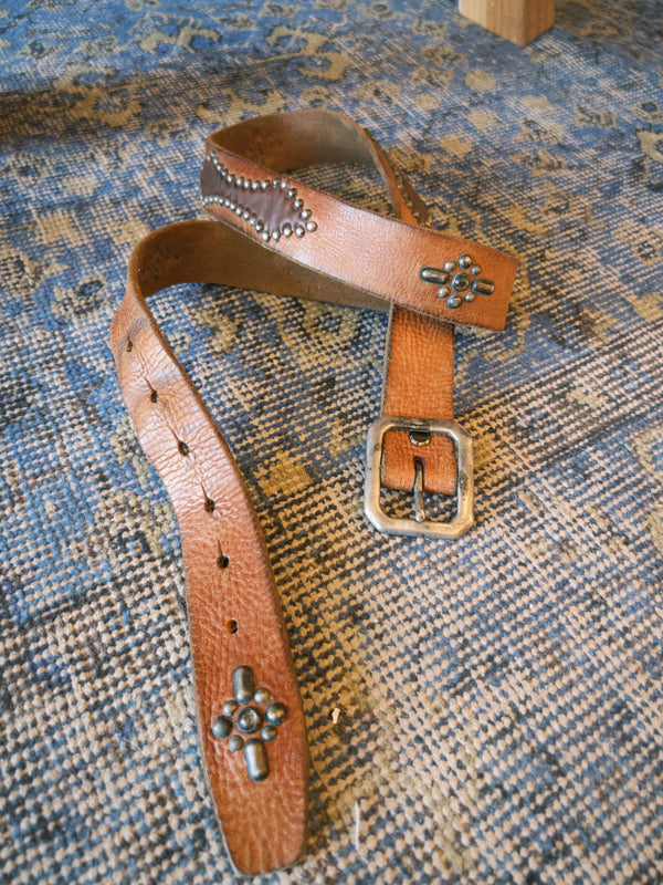 Vintage Belt SV-313. Tan Leather, Size 38 Only.