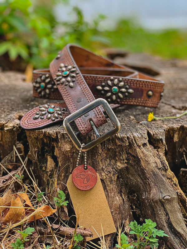Vintage Belt SV-282. Brown Leather, Size 36 Only.
