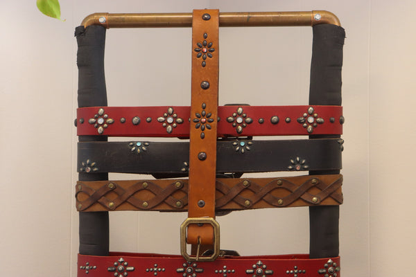 New Studio Belt 400. Tan leather with coral stones. Size 30 only.