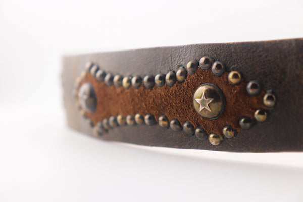 Vintage Studio Belt 128. Dark brown leather with suede insets. Size 32 only.