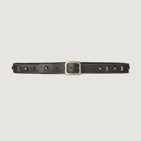 Style 010: Geometric studding and spacing on a distressed Black leather belt