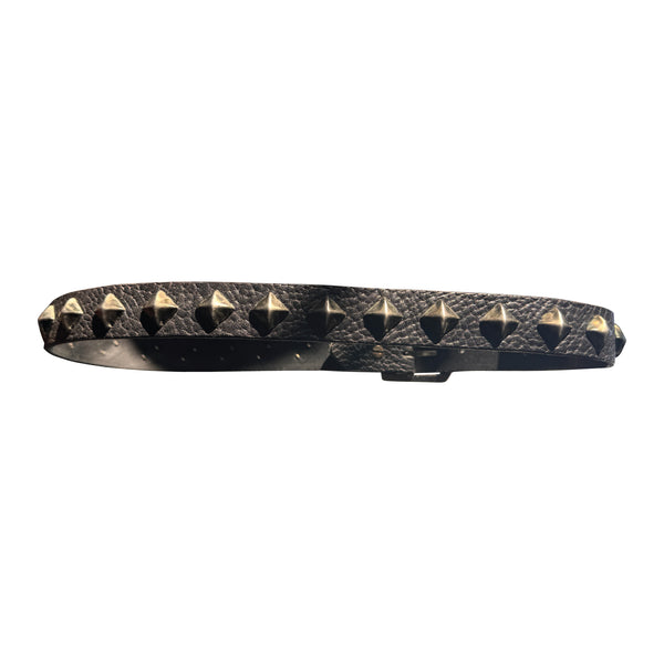 Vintage 08: Textured black belt with large pyramid studs. Size 34 only.