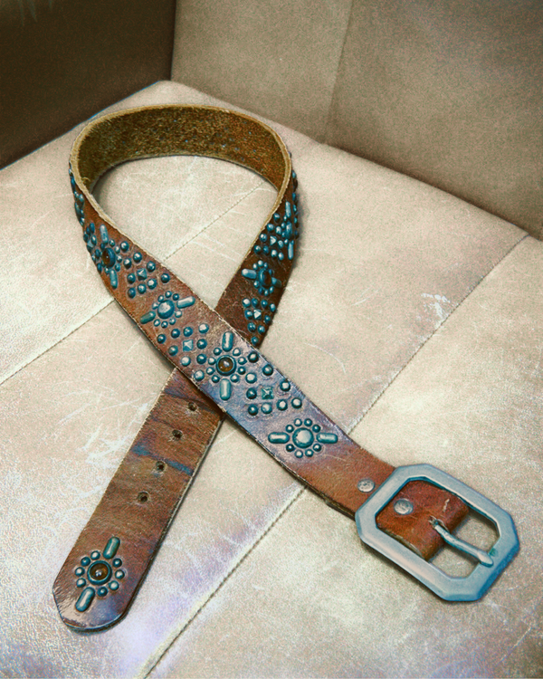 Vintage Belt SV-178. Brown Leather, Size 34 Only.