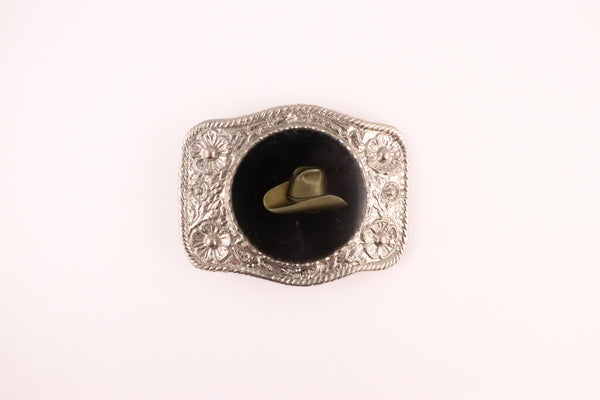Vintage Cowboy Hat Silver-Tone Buckle - AV5