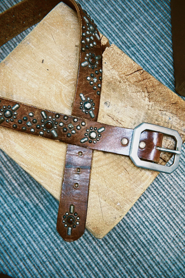 Vintage Belt SV-178. Brown Leather, Size 34 Only.