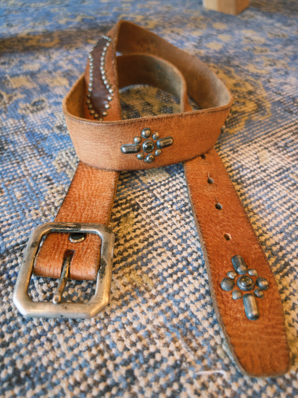 Vintage Belt SV-313. Tan Leather, Size 38 Only.