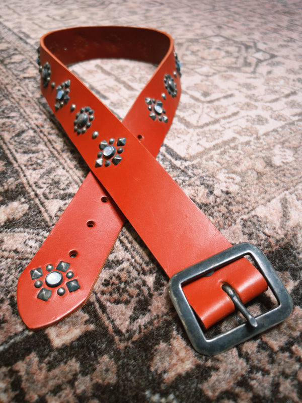 Vintage Belt SV-369. Cherry Leather, Size 32 Only.