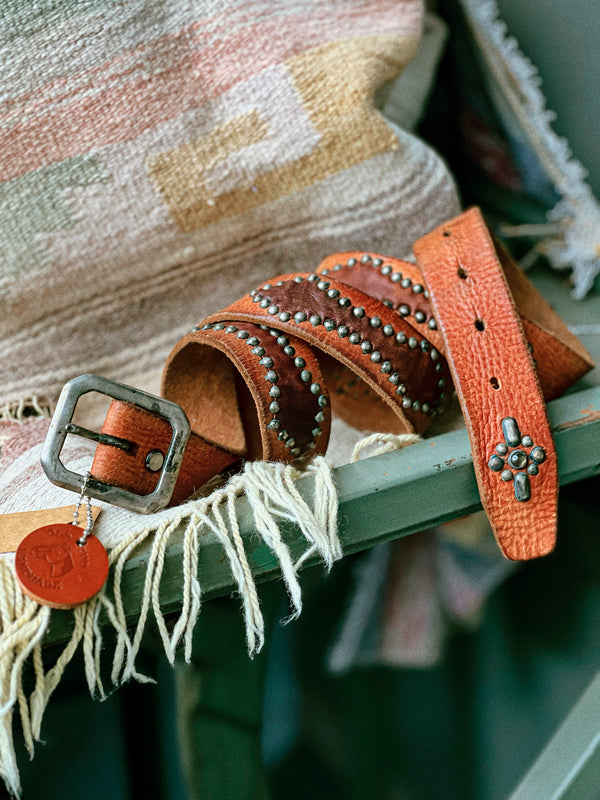 Vintage Belt SV-313. Tan Leather, Size 38 Only.