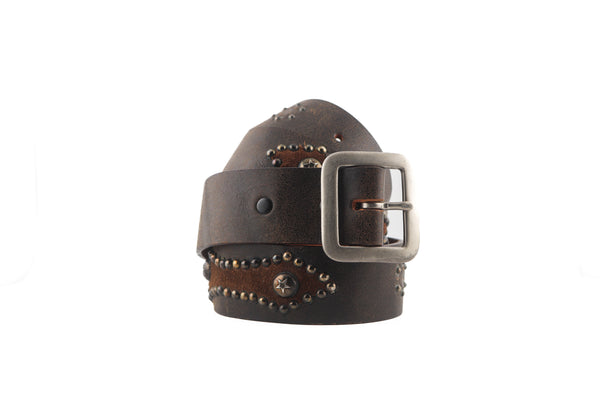 Vintage Studio Belt 128. Dark brown leather with suede insets. Size 32 only.