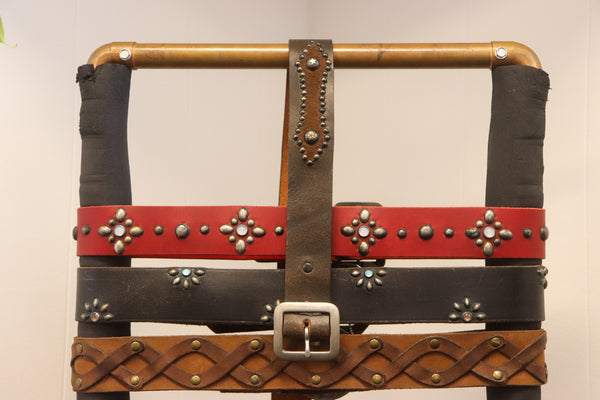 Vintage Studio Belt 128. Dark brown leather with suede insets. Size 32 only.