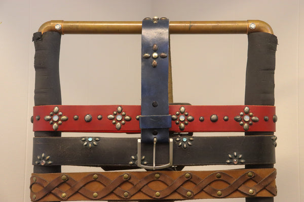 Vintage Studio Belt 229. Navy leather with pearly stones. Size 34 only.