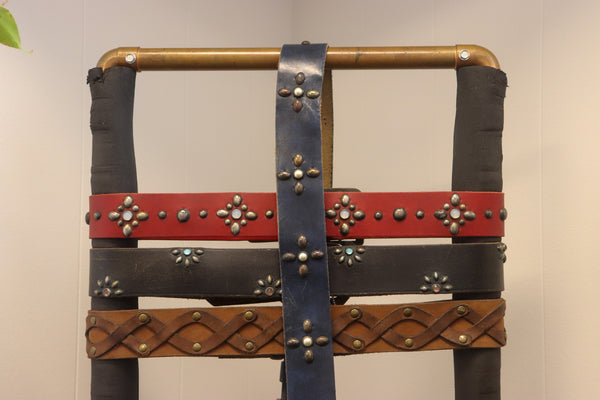 Vintage Studio Belt 229. Navy leather with pearly stones. Size 34 only.