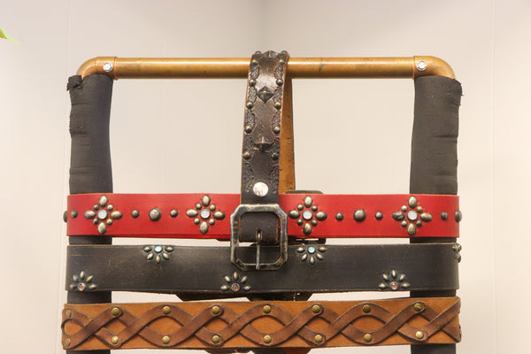 Vintage Studio Belt 280. Faded black leather with pyramid studs. Size 36 only.