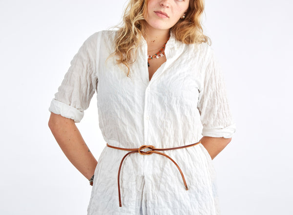 Style 019: Tie belt in Tan leather with studded ends