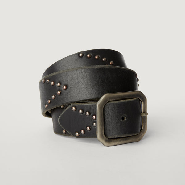 Style 001: Black or Espresso belt with chevron studding