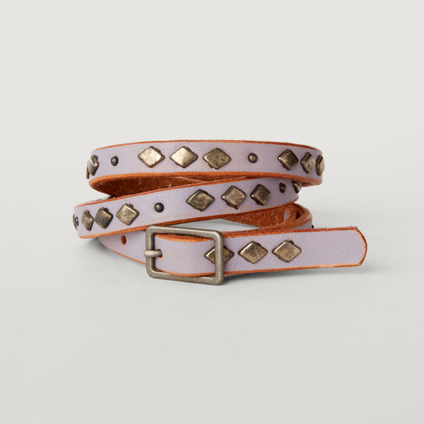 Style 018: Soft lavender belt with flat, diamond-shaped studs