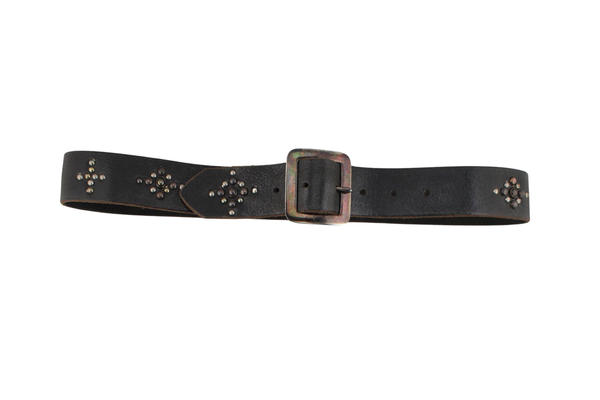 Style 004: Rocker-meets-Western studding on a Black leather belt