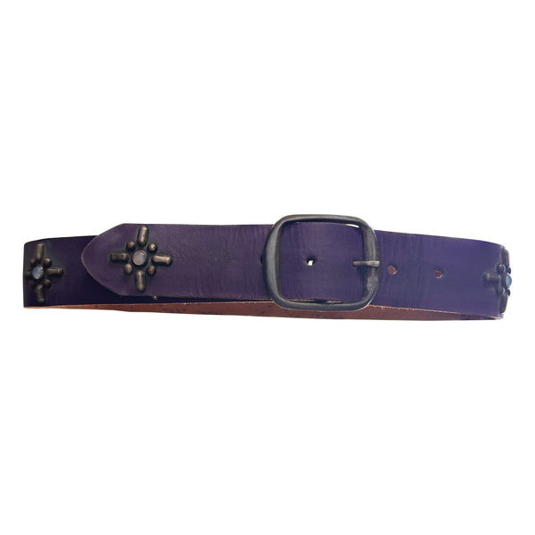V19: Purple vintage "CHASE ME" belt with opal stones