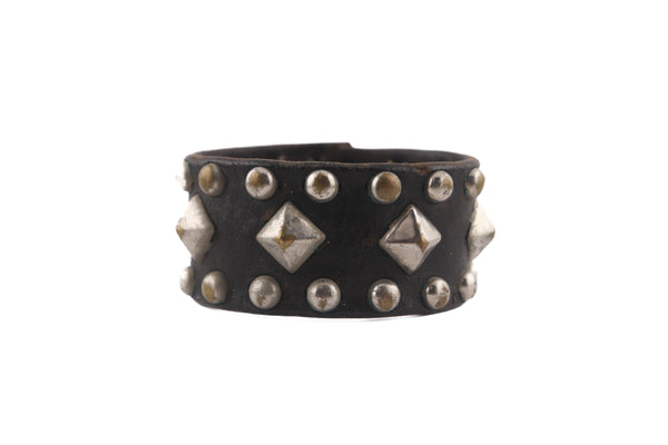 Vintage Cuff 20: Wide black leather with pyramid studs.
