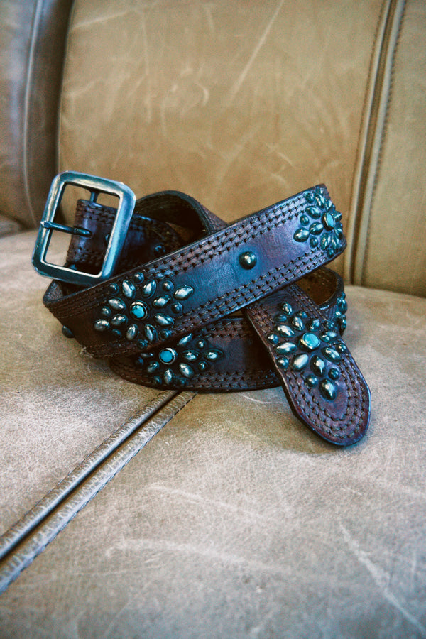 Vintage Belt SV-282. Brown Leather, Size 36 Only.